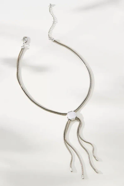 By Anthropologie Crystal Bolo Lariat Necklace In Silver