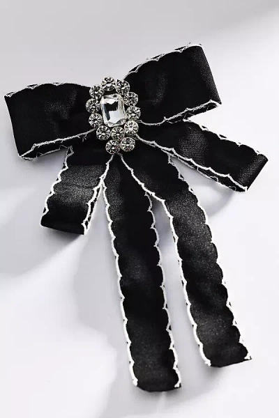 By Anthropologie Crystal Bow Brooch In Black