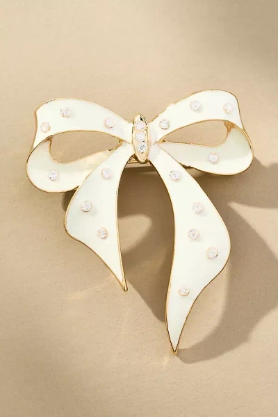 By Anthropologie Crystal Bow Brooch In White