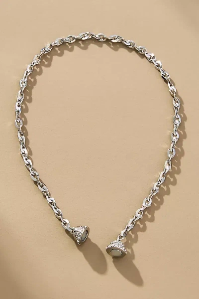 By Anthropologie Crystal Braided Chain Necklace In Silver