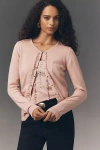 By Anthropologie Crystal Cardigan Sweater In Pink