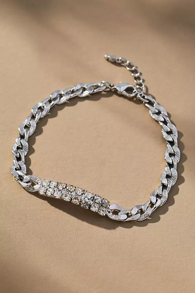 By Anthropologie Crystal Chain Bracelet In Silver