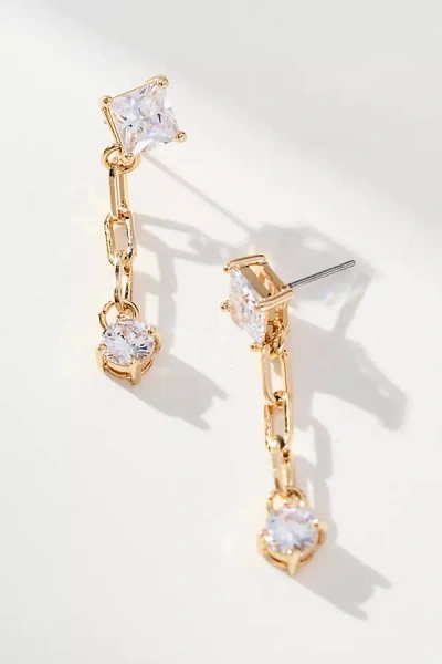 By Anthropologie Crystal Chain Drop Earrings In Gold
