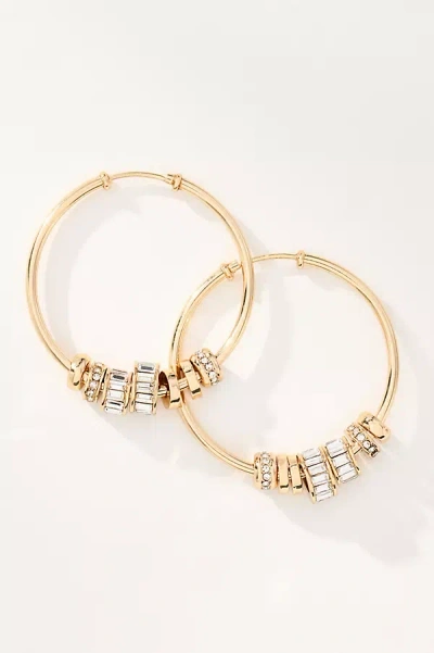 By Anthropologie Crystal Charm Hoop Earrings In Gold