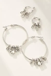 By Anthropologie Crystal Charm Hoop Earrings, Set Of 2 In Silver
