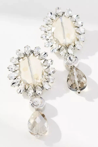 By Anthropologie Crystal Circle Drop Earrings In Gray