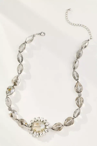 By Anthropologie Crystal Circle Necklace In Gray