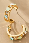 By Anthropologie Crystal Cluster Hoop Earrings In Blue