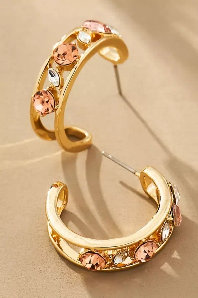 By Anthropologie Crystal Cluster Hoop Earrings In Orange