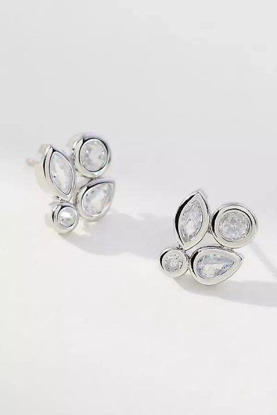 By Anthropologie Crystal Cluster Post Earrings In Silver