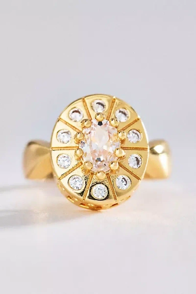 By Anthropologie Crystal Cocktail Signet Ring In Gold