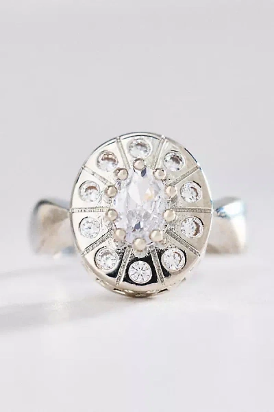 By Anthropologie Crystal Cocktail Signet Ring In Silver