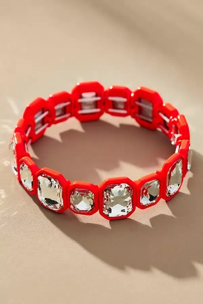 By Anthropologie Crystal Colorful Stretch Bracelet In Orange