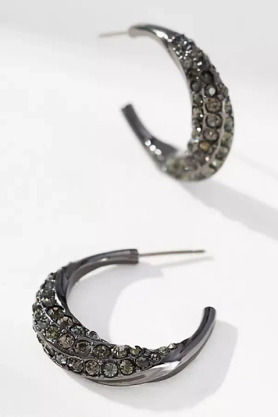 By Anthropologie Crystal Column Hoop Earrings In Silver