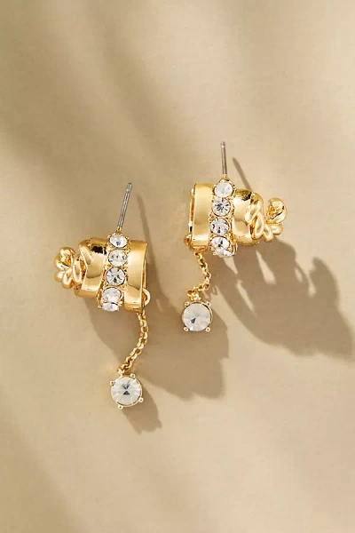 By Anthropologie Crystal Dangle Huggie Earrings