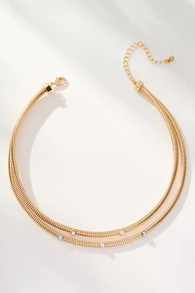 By Anthropologie Crystal Double Collar Necklace In Gold