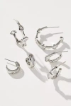 By Anthropologie Crystal Earrings, Set Of 3 In Silver