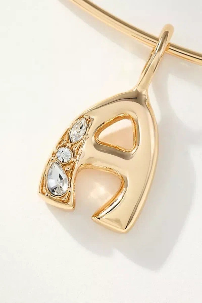By Anthropologie Crystal-embellished Bubble Letter Monogram Collar Necklace In Alphabet