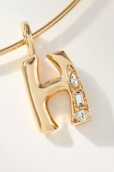 By Anthropologie Crystal-embellished Bubble Letter Monogram Collar Necklace In Alphabet
