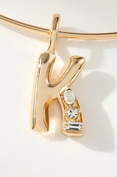 By Anthropologie Crystal-embellished Bubble Letter Monogram Collar Necklace In Alphabet