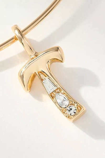 By Anthropologie Crystal-embellished Bubble Letter Monogram Collar Necklace In Alphabet