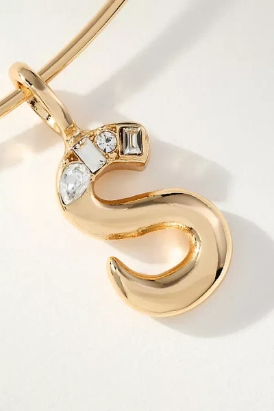 By Anthropologie Crystal-embellished Bubble Letter Monogram Collar Necklace In Alphabet