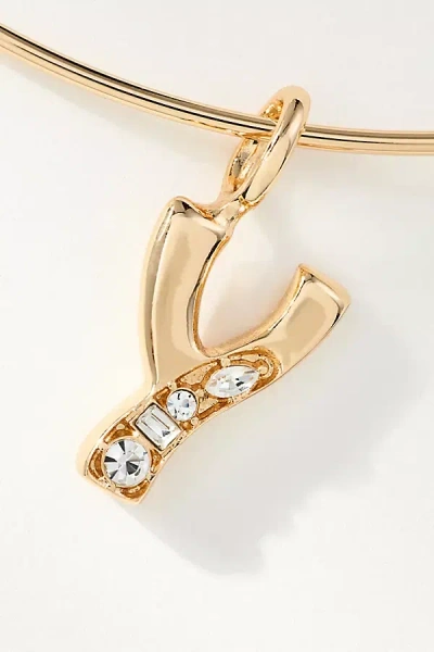 By Anthropologie Crystal-embellished Bubble Letter Monogram Collar Necklace In Alphabet