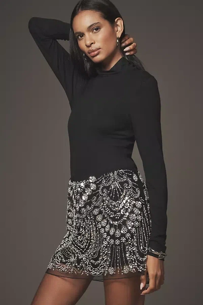 By Anthropologie Crystal-embellished Skort In Black