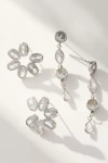 By Anthropologie Crystal Fete Earrings, Set Of 2 In Silver