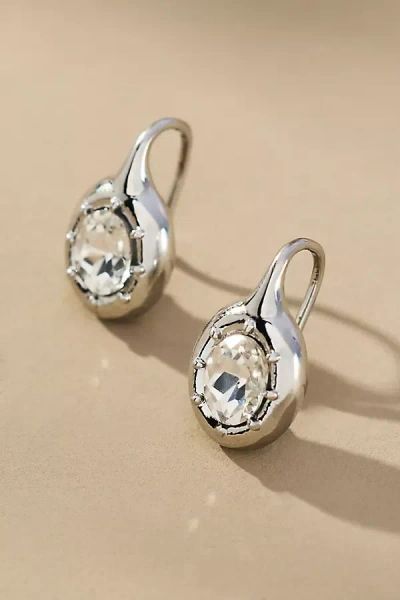 By Anthropologie Crystal Fishhook Earrings In Silver