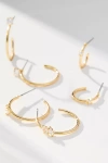 By Anthropologie Crystal Hoop Earrings, Set Of 3 In Gold