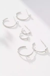 By Anthropologie Crystal Hoop Earrings, Set Of 3 In Silver