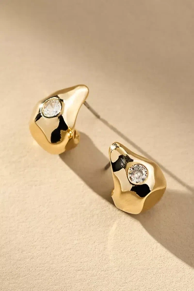 By Anthropologie Crystal-inset Molten Post Earrings In Gold