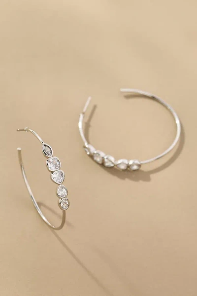 By Anthropologie Crystal Large Hoop Earrings In Metallic