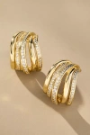 By Anthropologie Crystal Layered Chunky Huggie Hoop Earrings In Gold