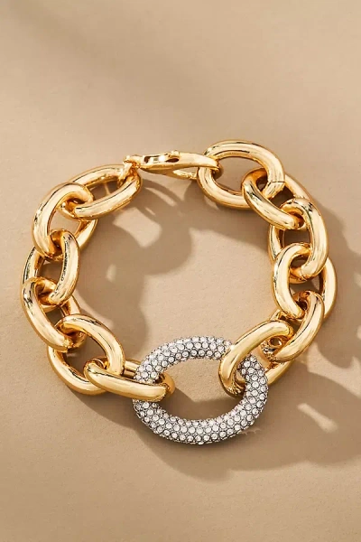 By Anthropologie Crystal Link Thick Bracelet In Gold