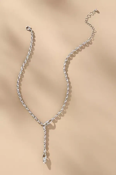 By Anthropologie Crystal Linked Lariat Necklace In Silver