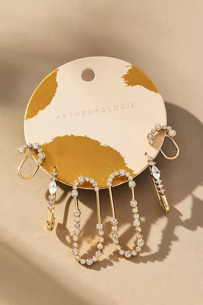 By Anthropologie Crystal Loop Earrings, Set Of 3 In Gold