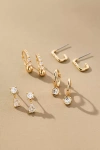 By Anthropologie Crystal Medley Earrings, Set Of 4 In Gold