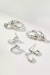 By Anthropologie Crystal Medley Earrings, Set Of 4 In Silver