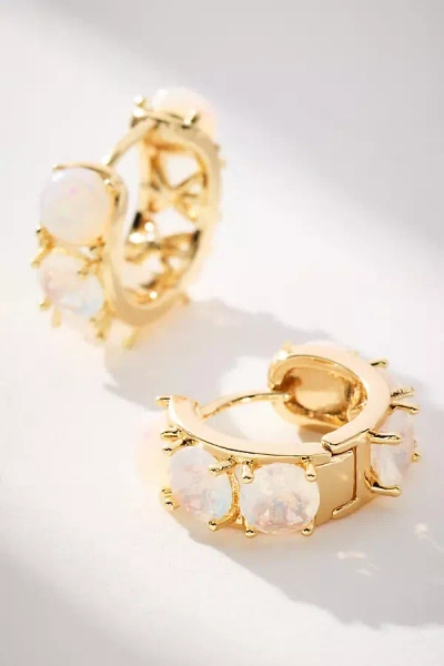 By Anthropologie Crystal Mini Huggie Hoop Earrings In Gold