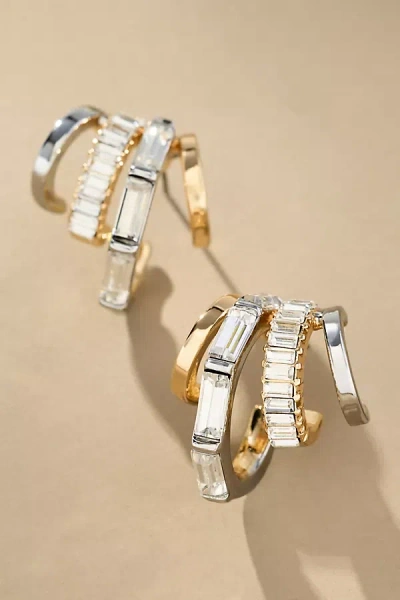 By Anthropologie Crystal Multi-hoop Huggie Earrings In Gold
