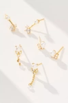 By Anthropologie Crystal Pearl Earrings, Set Of 3 In Gold