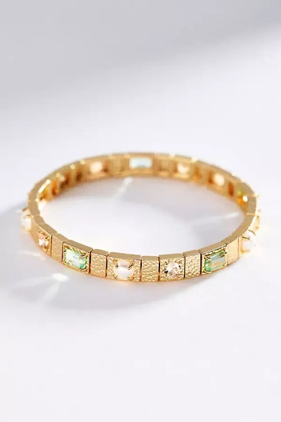 By Anthropologie Crystal Pearl Stretch Bracelet In Gold