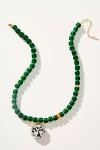 By Anthropologie Crystal Pendant Beaded Necklace In Green