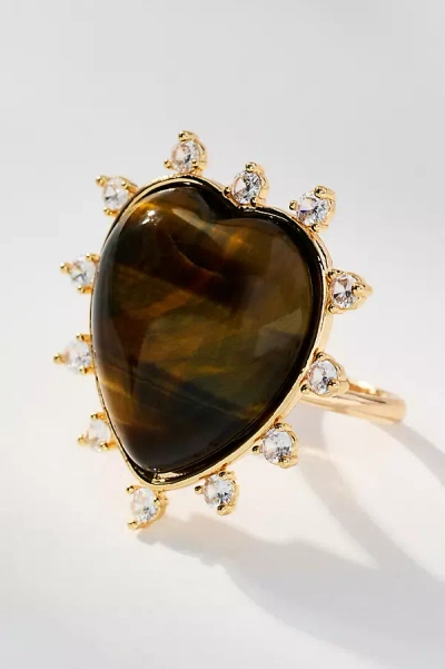 By Anthropologie Crystal Pendant Cocktail Ring In Gold