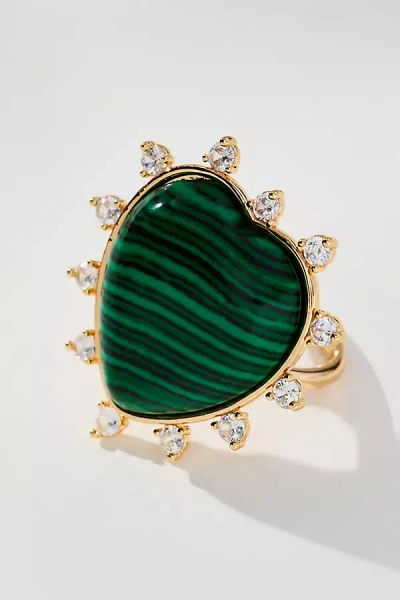 By Anthropologie Crystal Pendant Cocktail Ring In Green