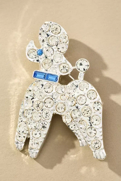 By Anthropologie Crystal Poodle Brooch In Silver