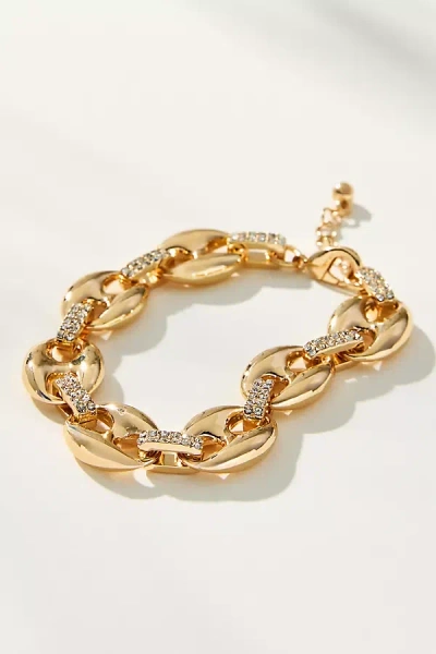 By Anthropologie Crystal Pop Tab Link Bracelet In Gold