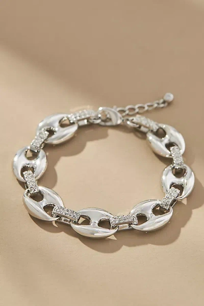 By Anthropologie Crystal Pop Tab Link Bracelet In Silver